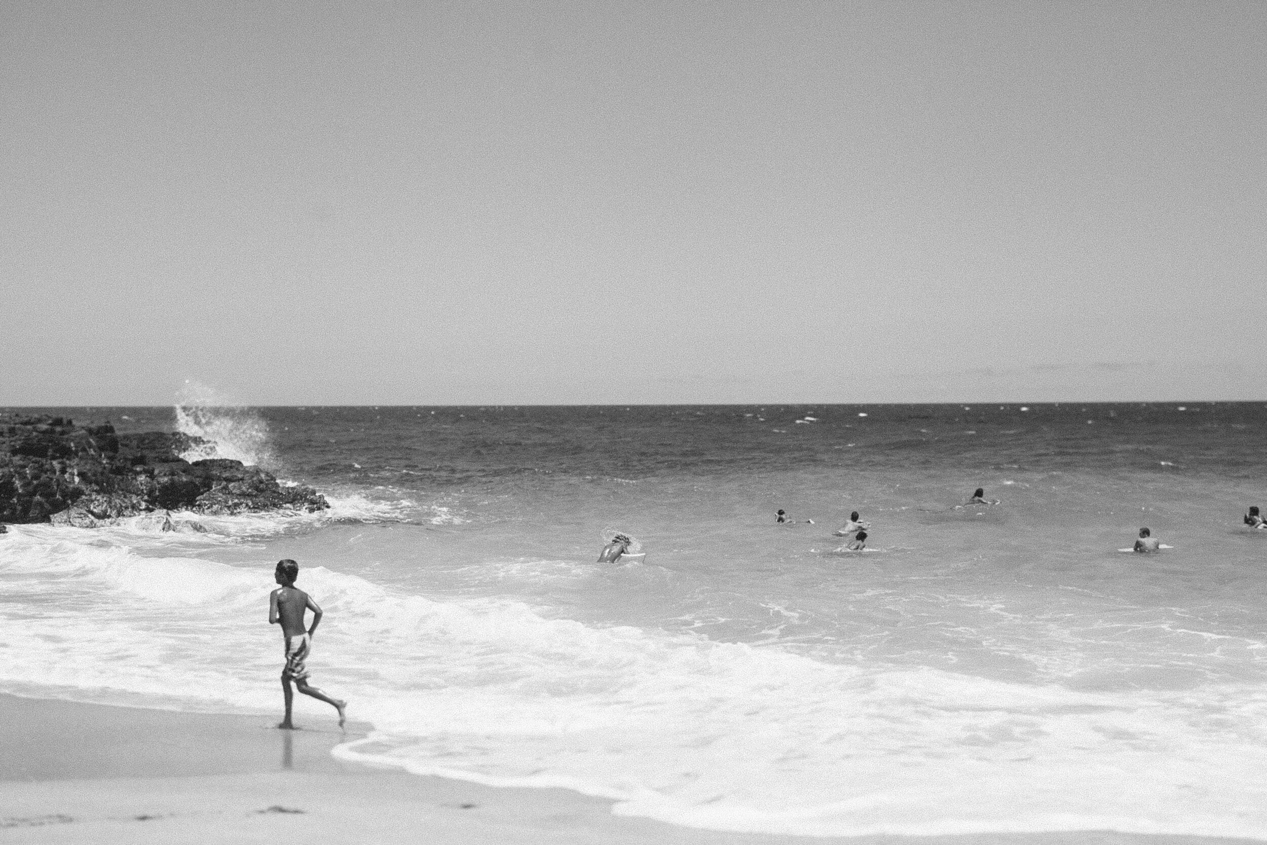 Kauai: Boy on the Beach (B&W)