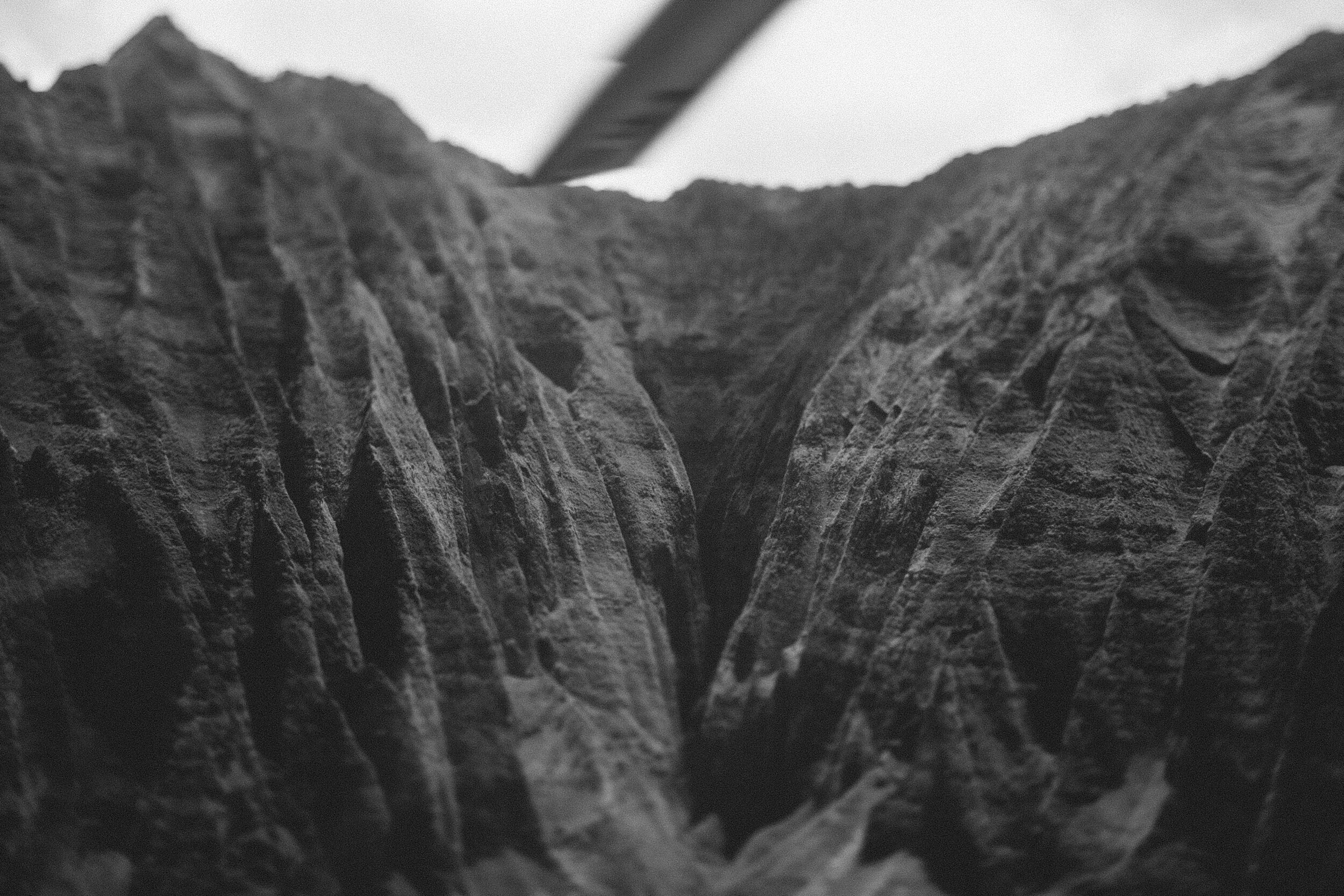 Kauai: From the Chopper (B&W)