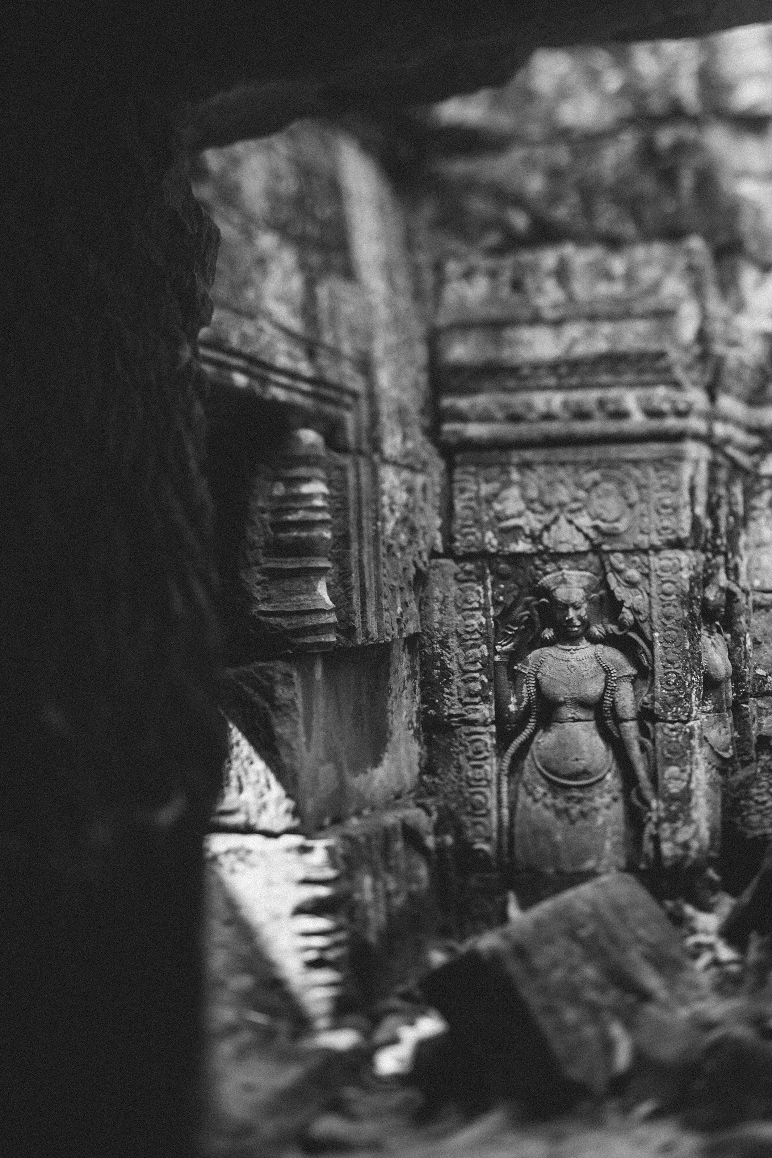 Cambodia: Temple Ruins (B&W) (Vertical)