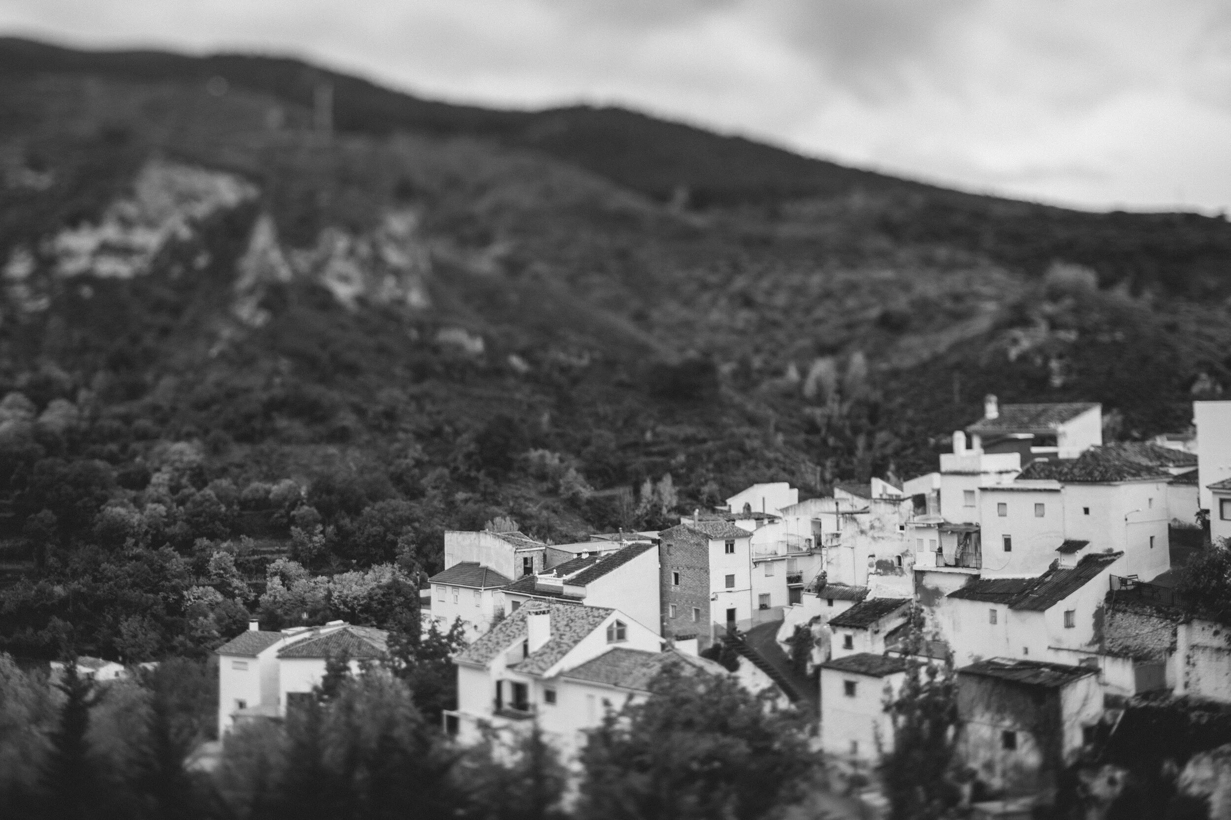 Spain: City on a Slope (B&W)