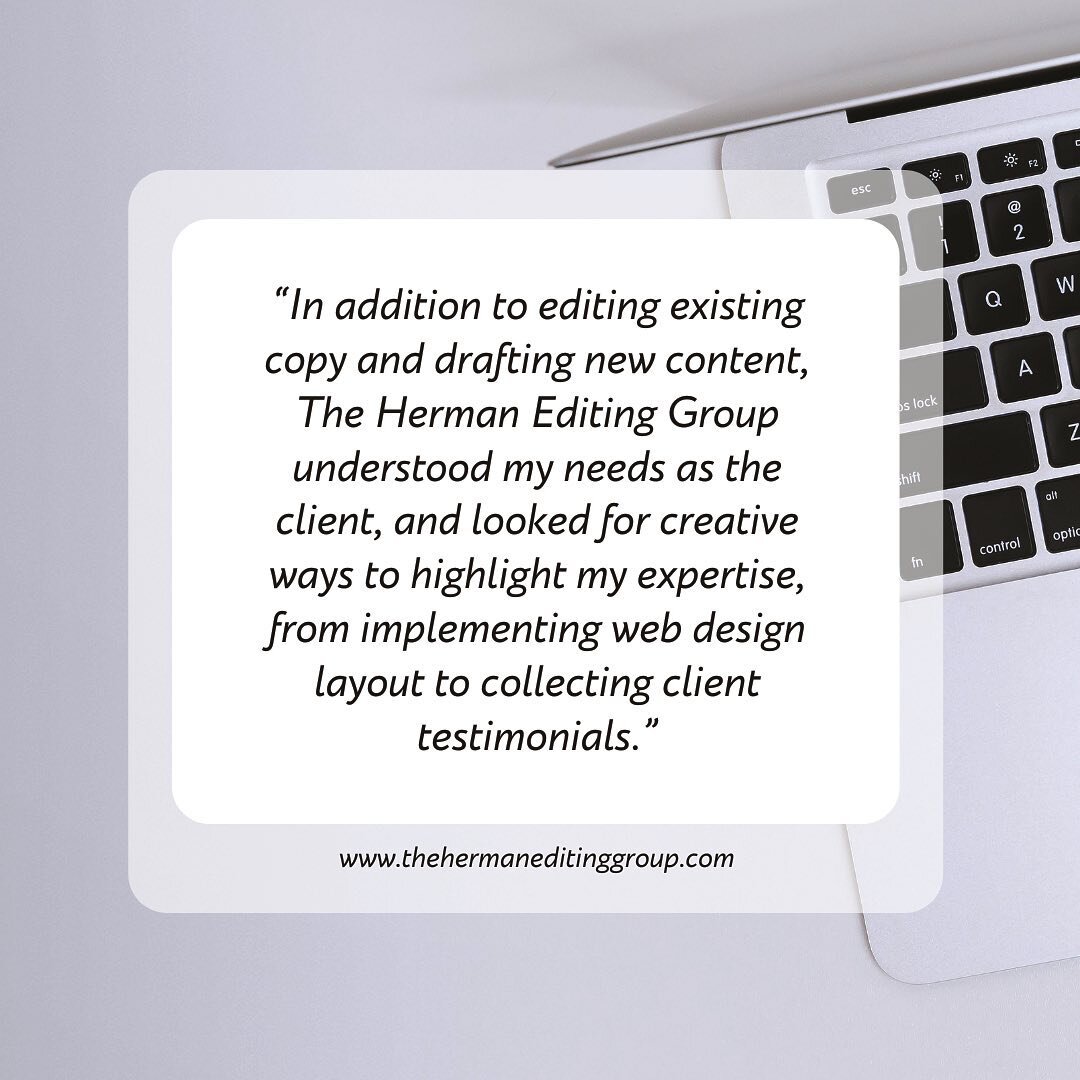 Feedback from another happy client! 👏👏👏 Learn more about what our clients are saying here: 

www.thehermaneditinggroup.com/satisfied-clients
&bull;
&bull;
&bull;
#satisfiedclients #satisfiedcustomer #happycustomer #testimonial 
#feedback #copyedit