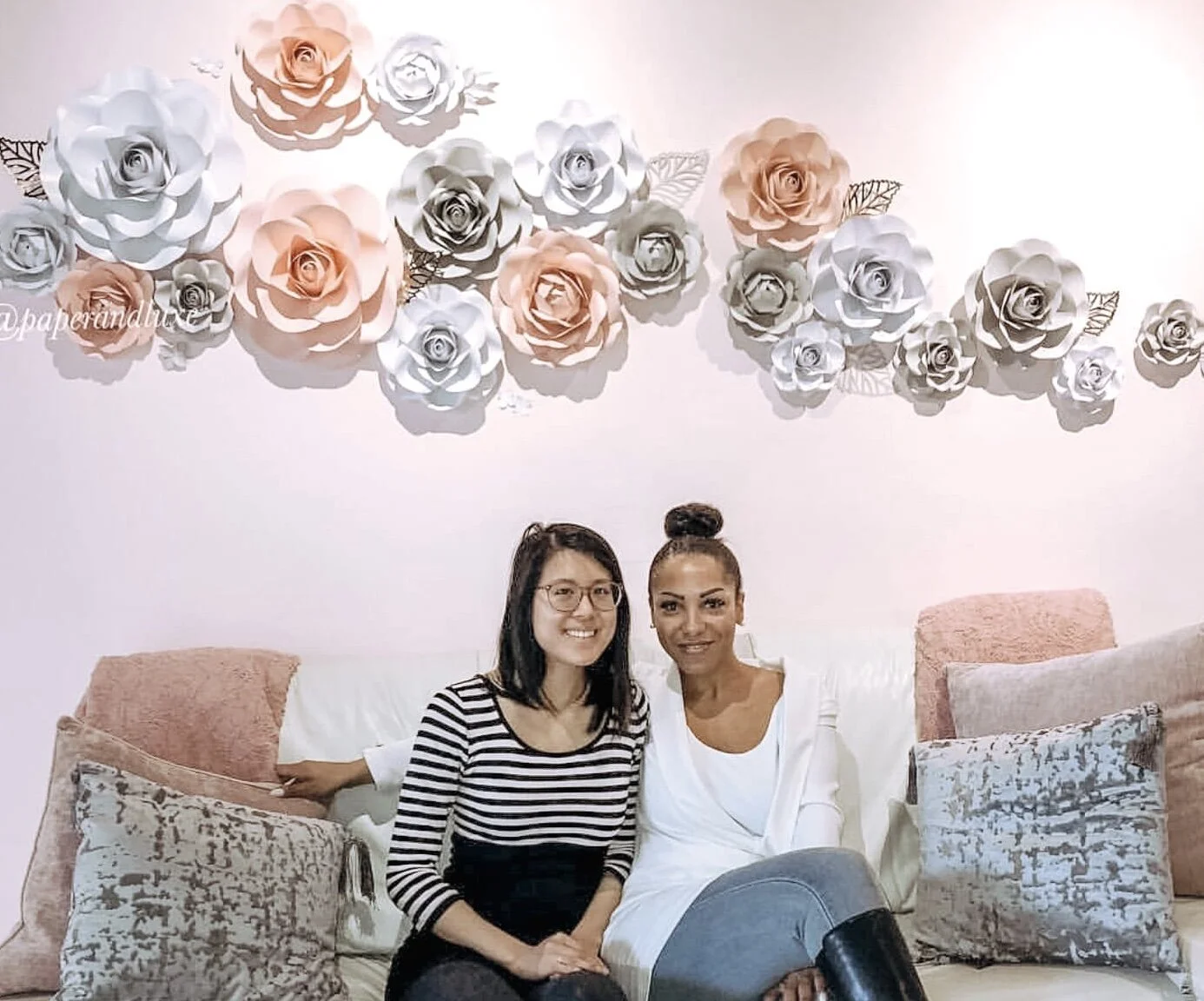 Paper Flower Backdrop Installation At Dollface Oakville