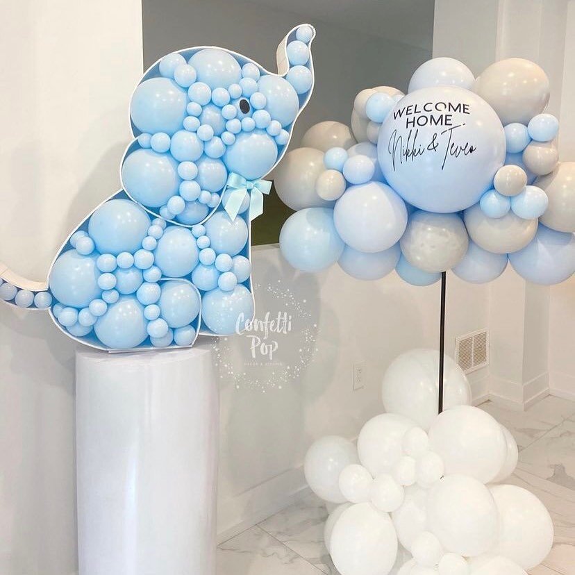 At a loss for words when I saw how CUTE this set up was 😍 @confettipopparties nailed this combo. 
To date I&rsquo;ve seen the elephant mosaic paired with backdrops, balloon clouds, towers&hellip; the list goes on. 
What pairing do you think will pop