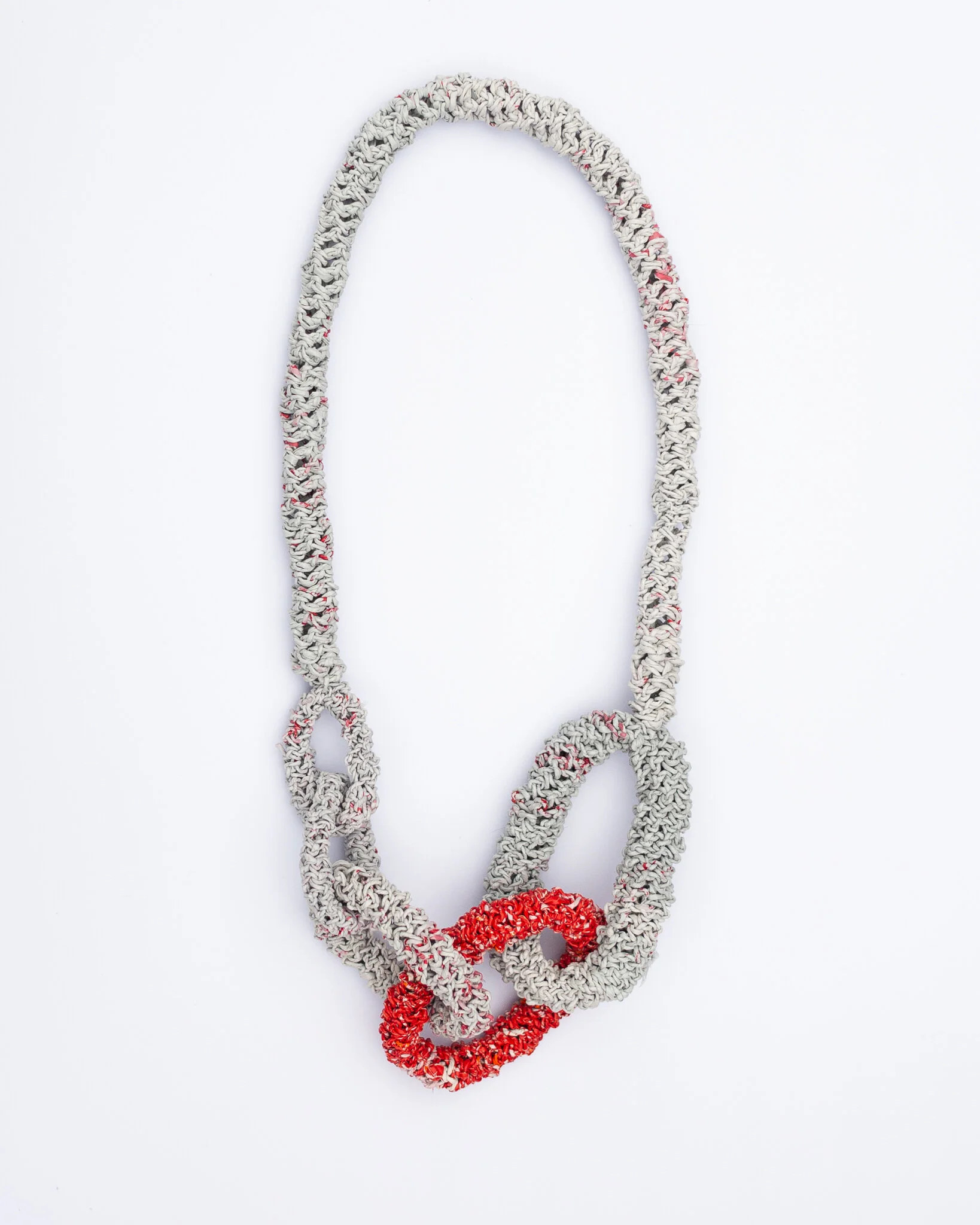 Grey & Red Links Necklace