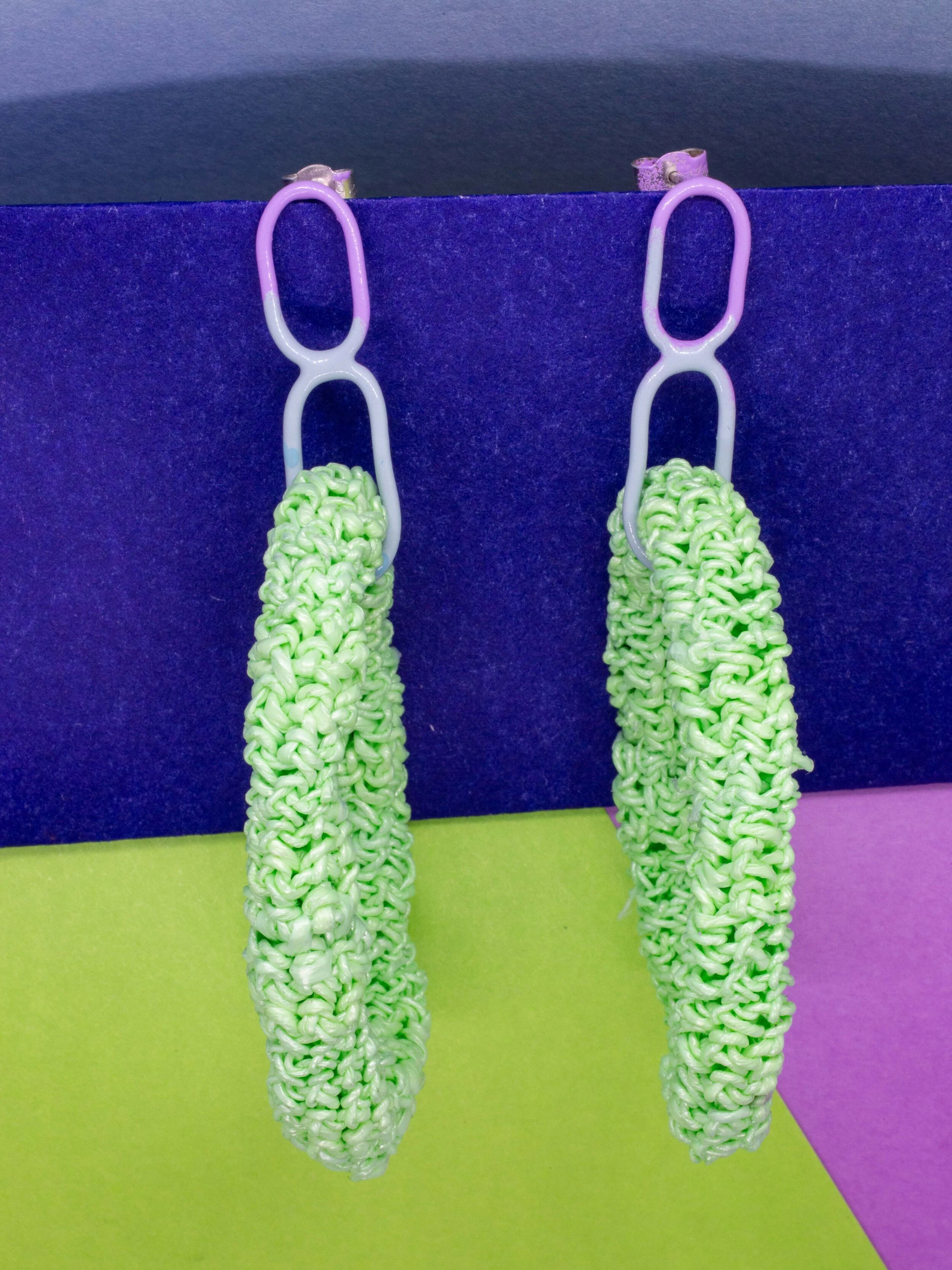 Mauve, Teal & Mint Green Links Earrings