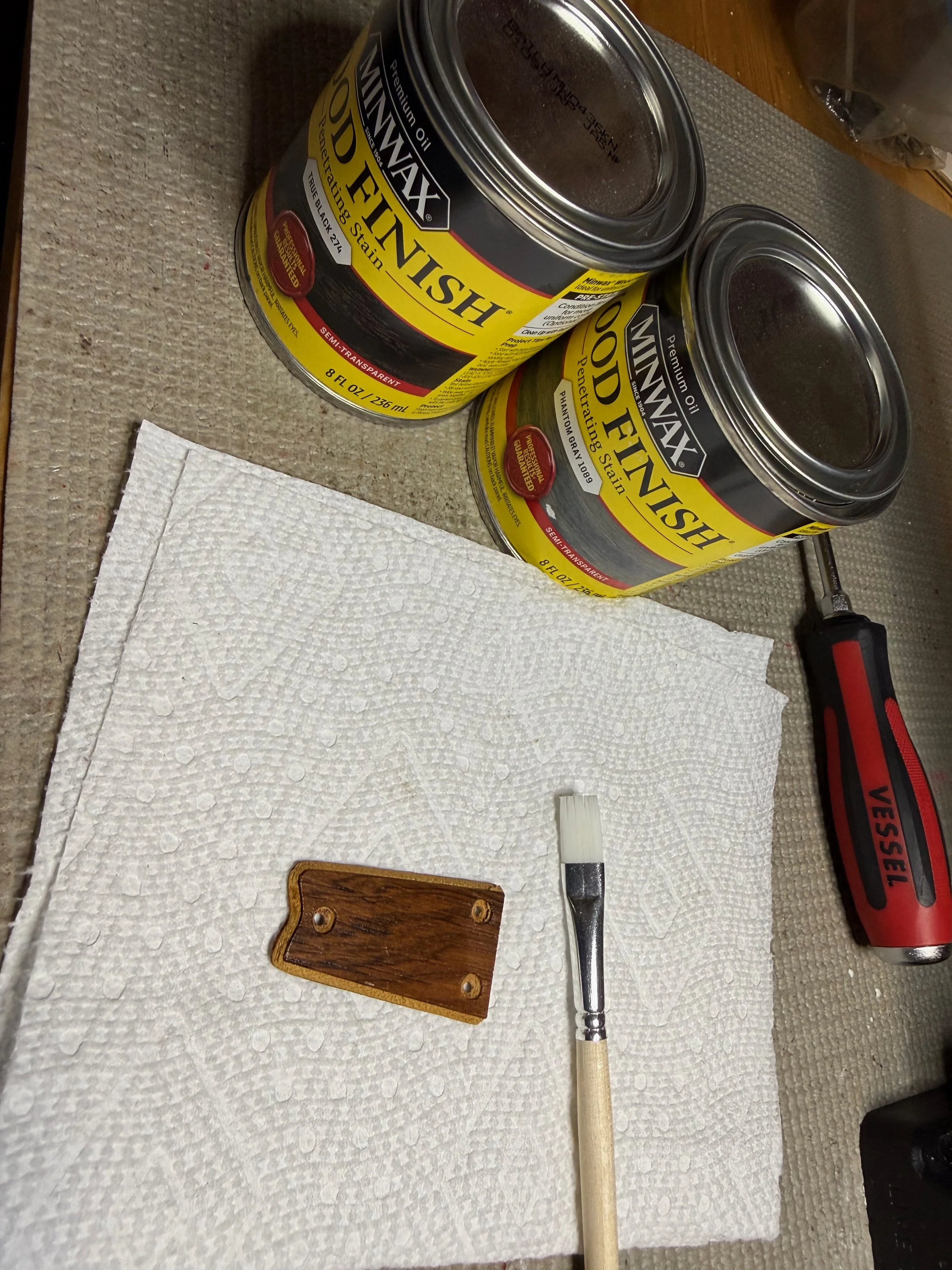 Final touches - trying to get the wood truss cover darker with some stain