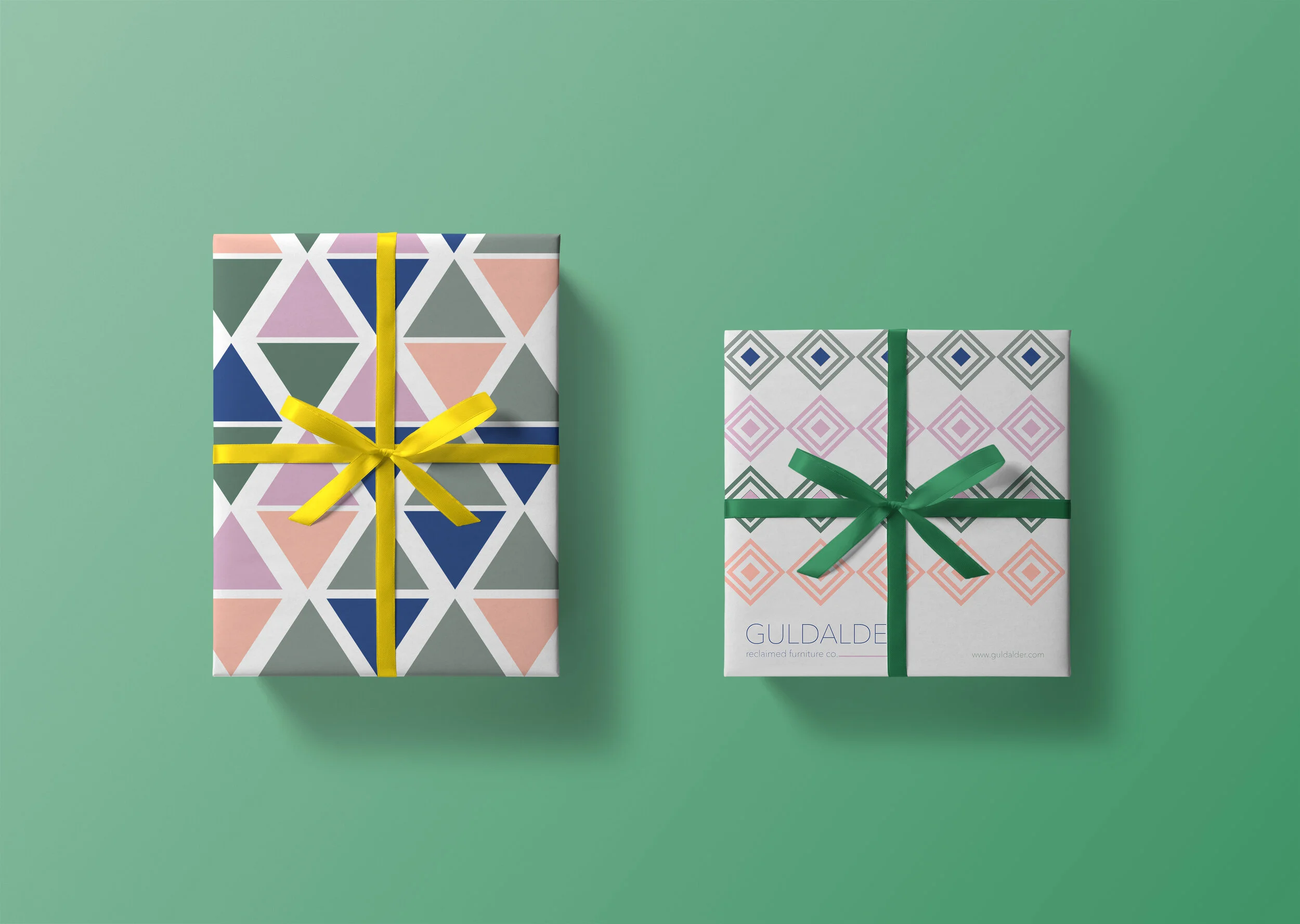 Variations of Scandinavian Geometric Art inspired wrapping paper.