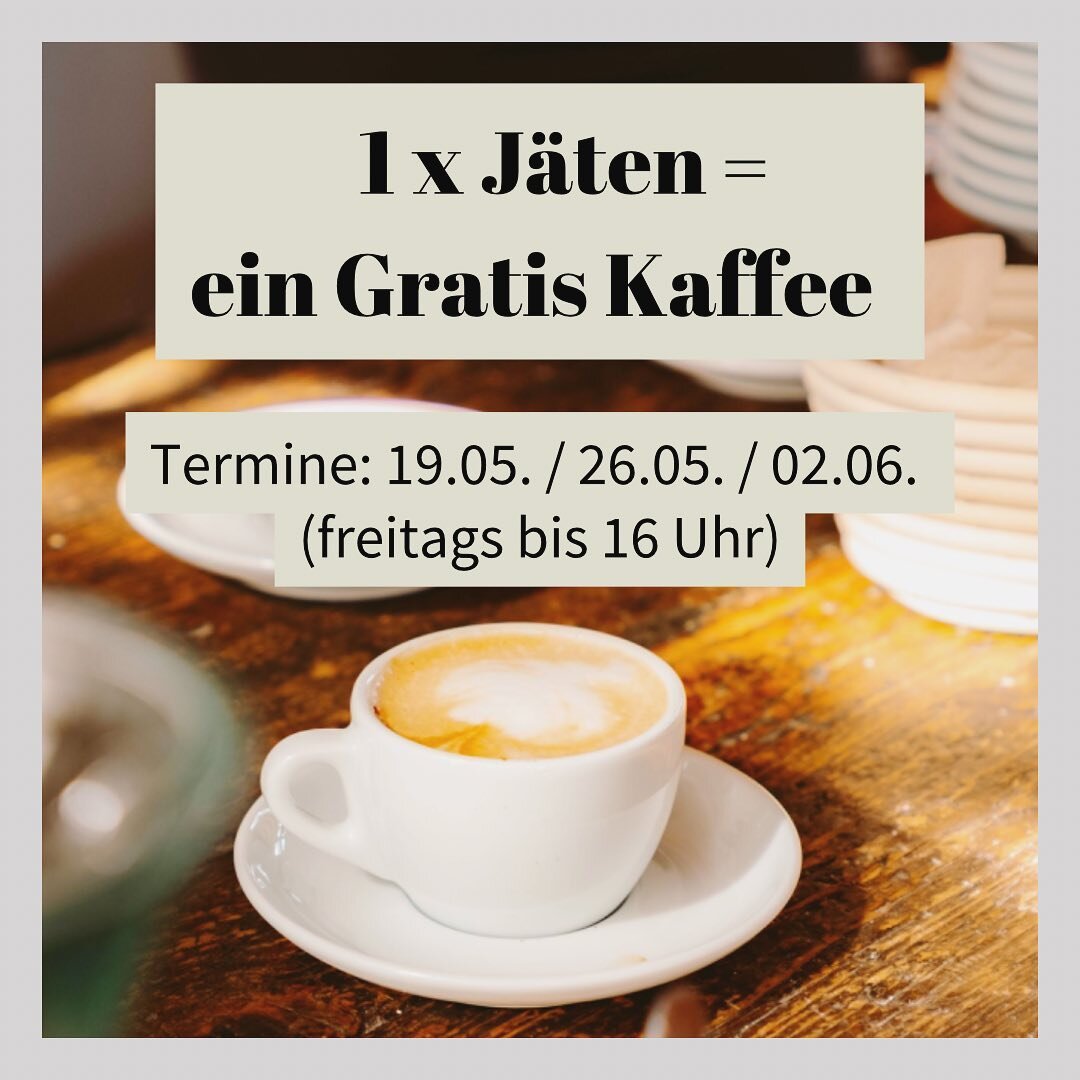 Wir freuen uns in den kommenden Wochen &uuml;ber Eure Hilfe beim J&auml;ten. Immer freitags bis 16 Uhr. 
Als Dankesch&ouml;n gibt es in unserem Jollinger Hofcaf&eacute; einen Gratis Kaffee oder ein anderes Getr&auml;nk Eurer Wahl. Bis sp&auml;ter!

#