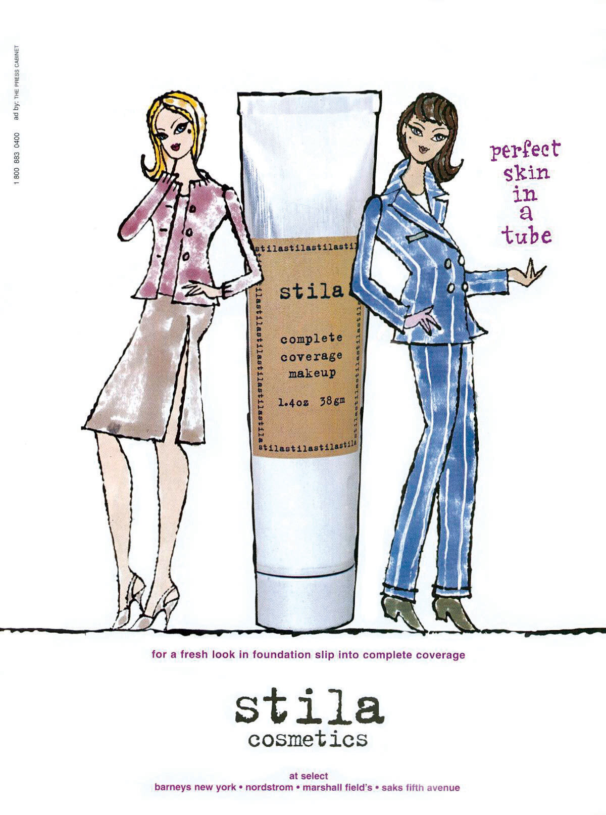   Magazine Advertisement  November 1997  “I think they are extremely relatable and fun. They are a joy to draw!” - Jeffrey Fulvimari on creating the Stila girls, interview with the Makeup Museum, October 2019   