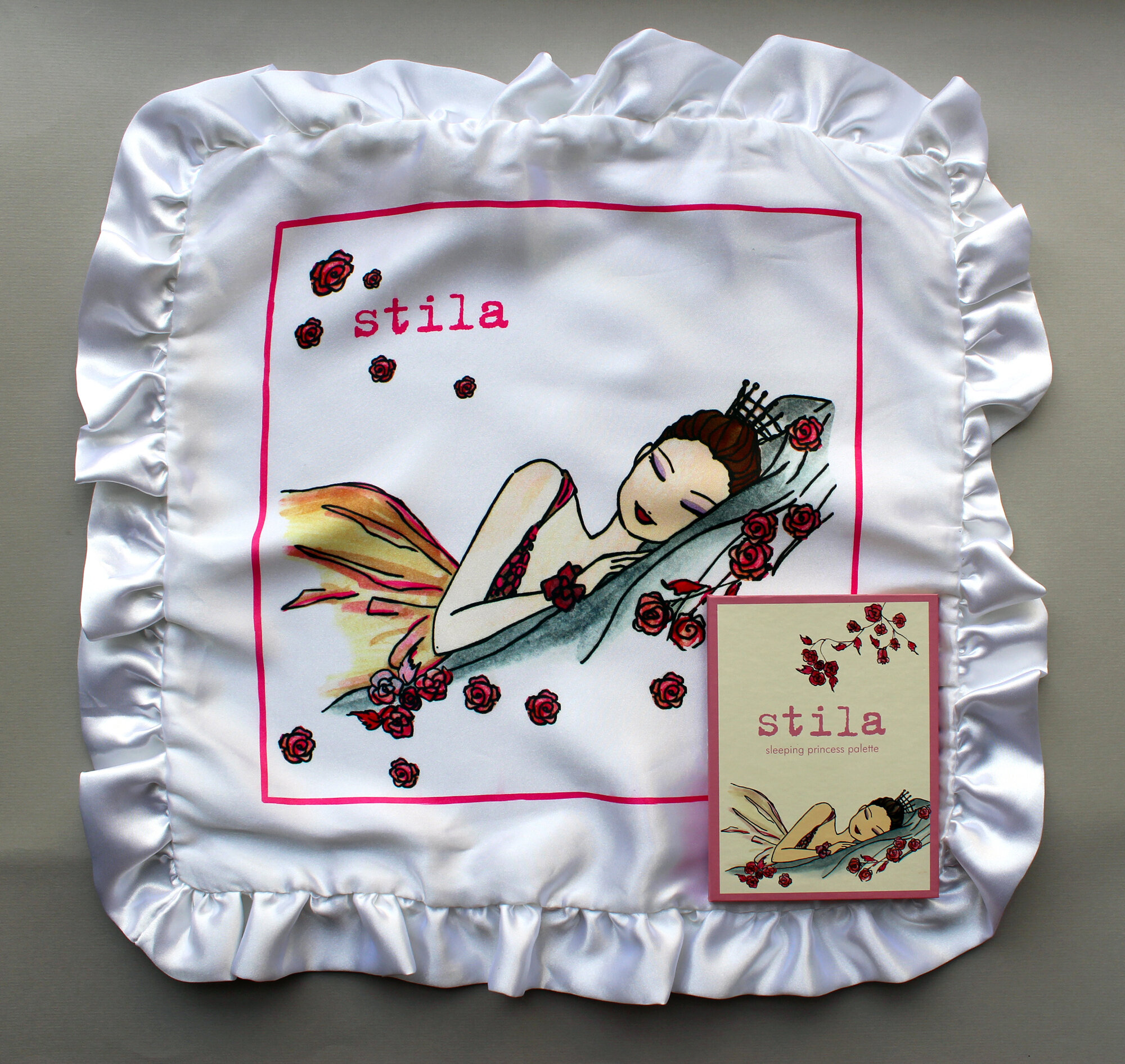   Palette and Pillowcase  2005  Created in honor of the English National Ballet’s production of The Sleeping Beauty, 10% of the Stila Sleeping Princess palette’s sale proceeds were donated to the organization.    