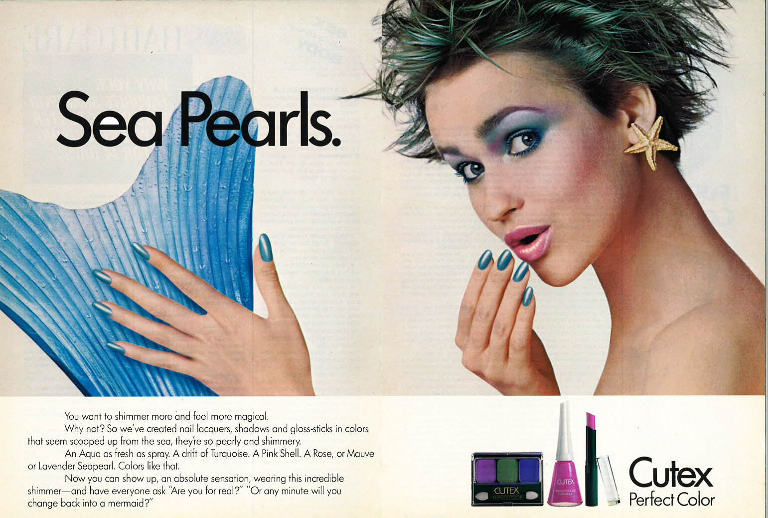   Sea Pearls Nail Polish Ad Cutex 1986  