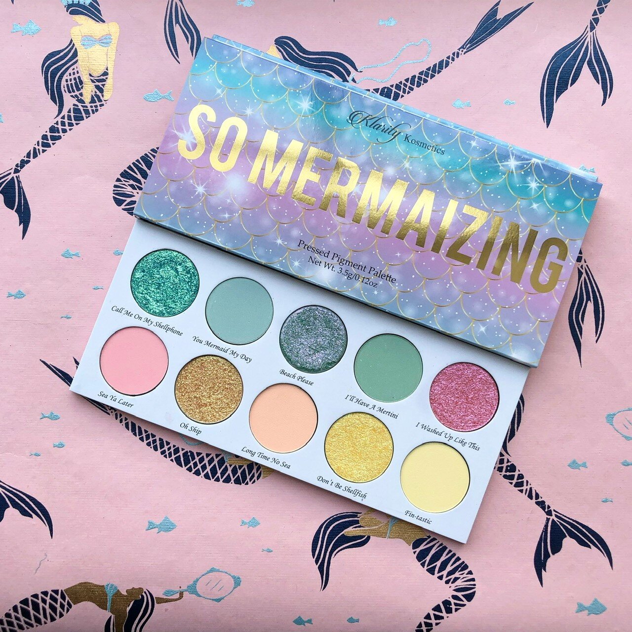   So Mermaizing Eyeshadow Palette Klarity Kosmetics Spring 2021   Black-owned indie brand Klarity Kosmetics developed a mermaid-inspired mix of matte pastel and duochrome shades with all skin tones in mind. The palette sold out within days of its ini