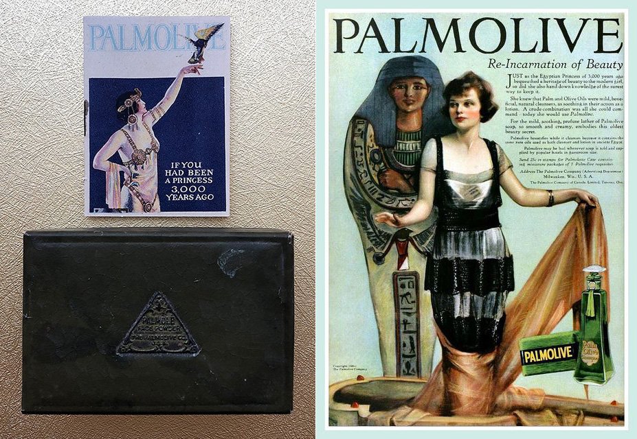   Powder box and advertisement Palmolive, 1920  