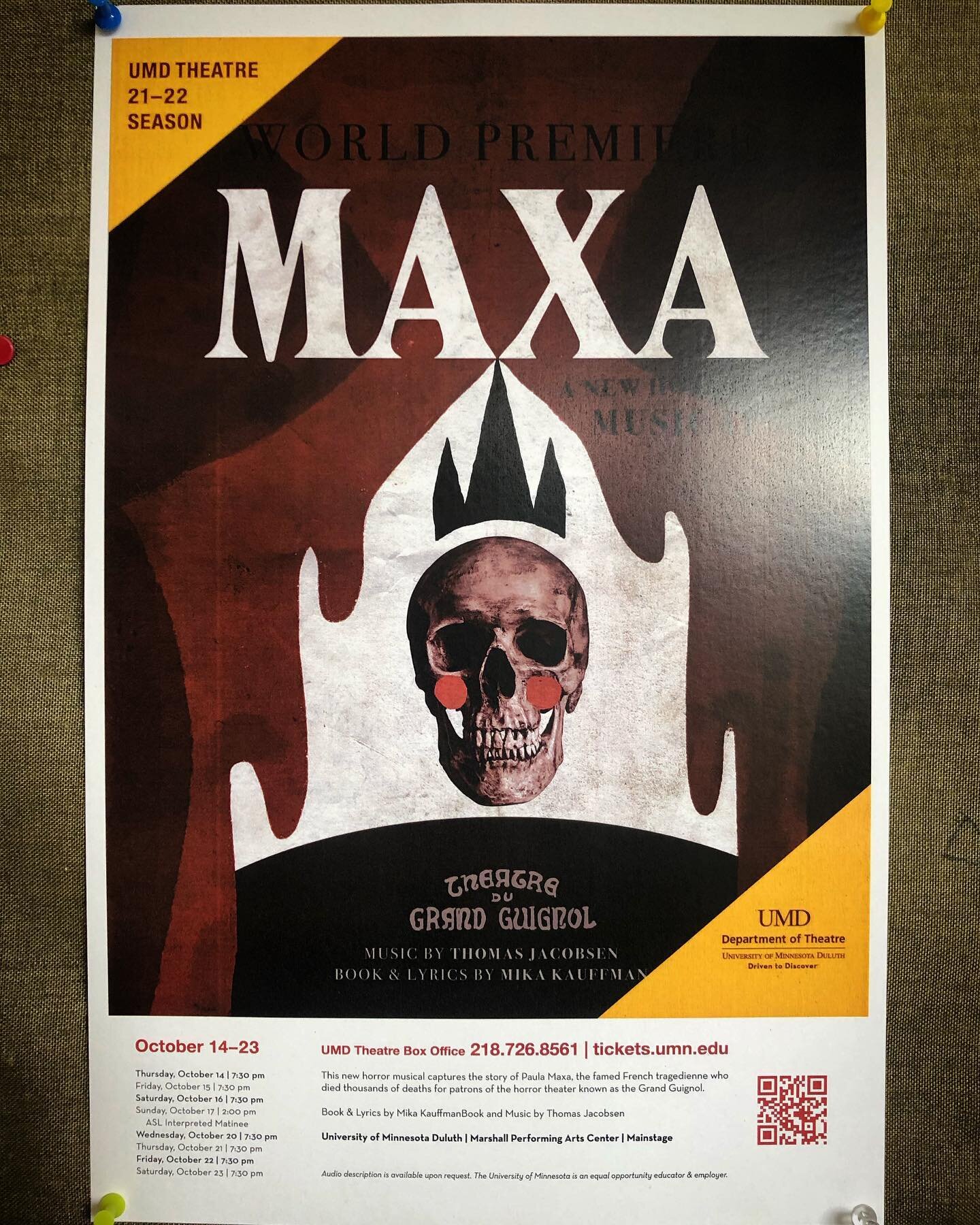 @umnduluth presents MAXA, The Maddest Woman in the World, October 14-24. Tickets go on sale next week 🔪🔪