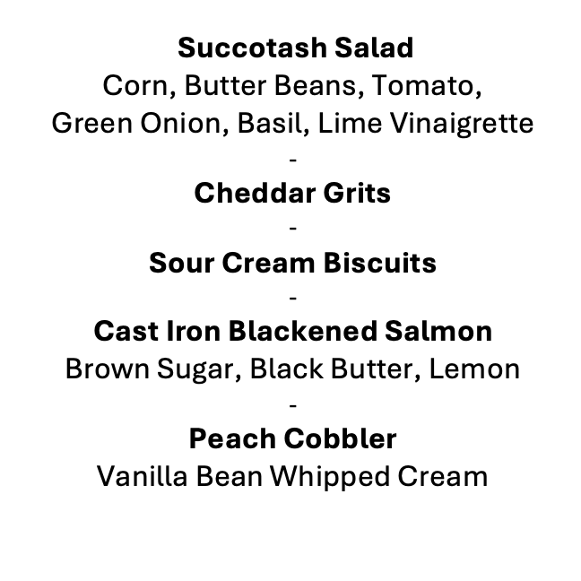 Thursday, September 17th Menu