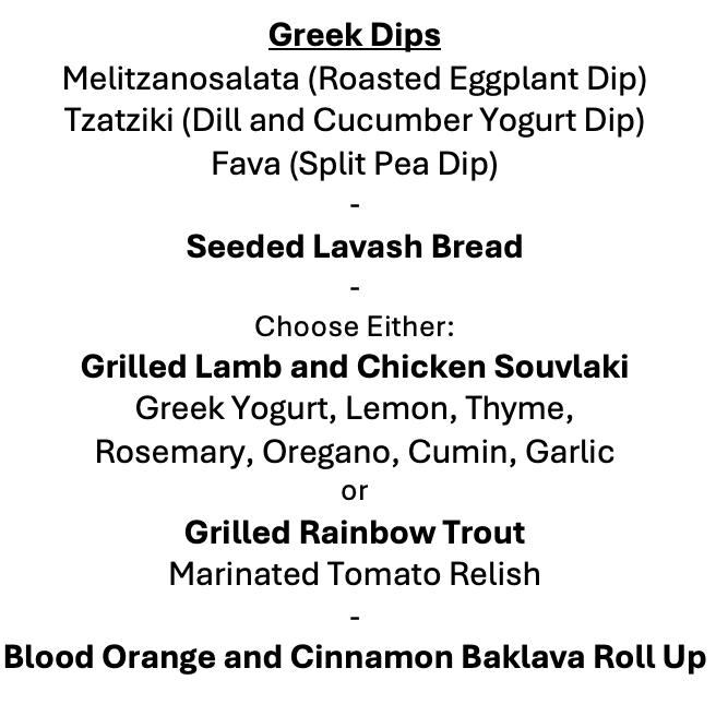 Thursday, May 28th Menu