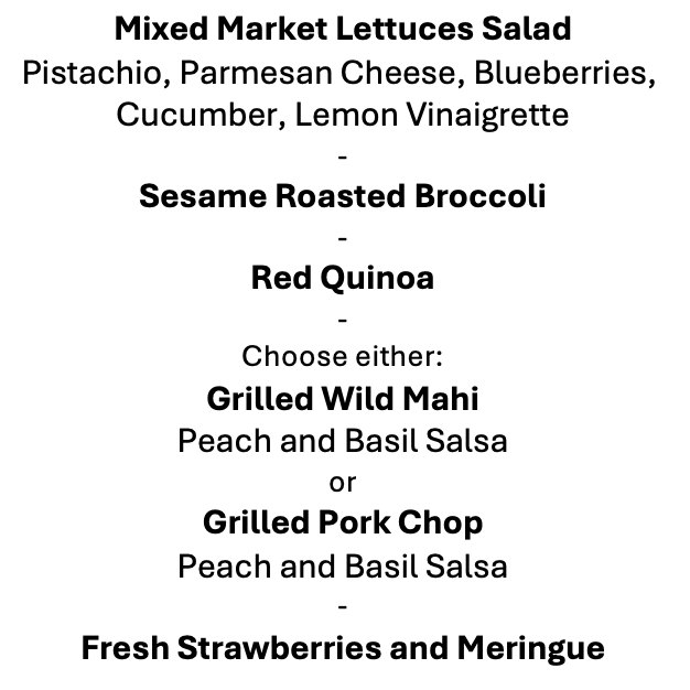 Tuesday, July 7th Menu