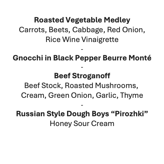 Monday, February 16th Menu