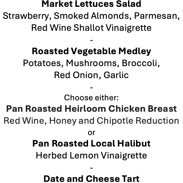 Wednesday, July 29th Menu