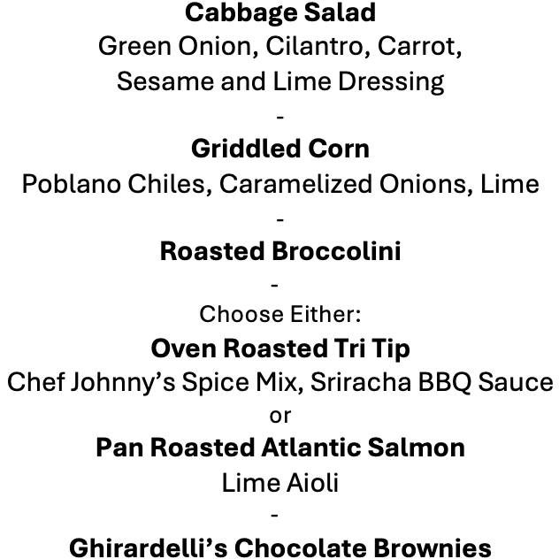 Tuesday, June 30th  Menu