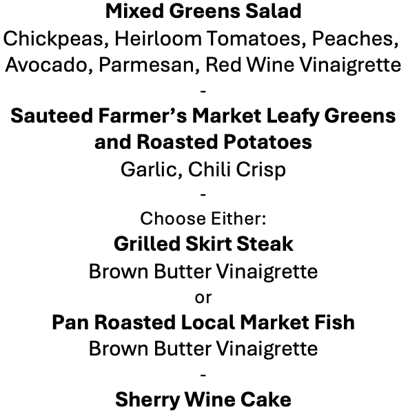 Thursday, June 11th Menu