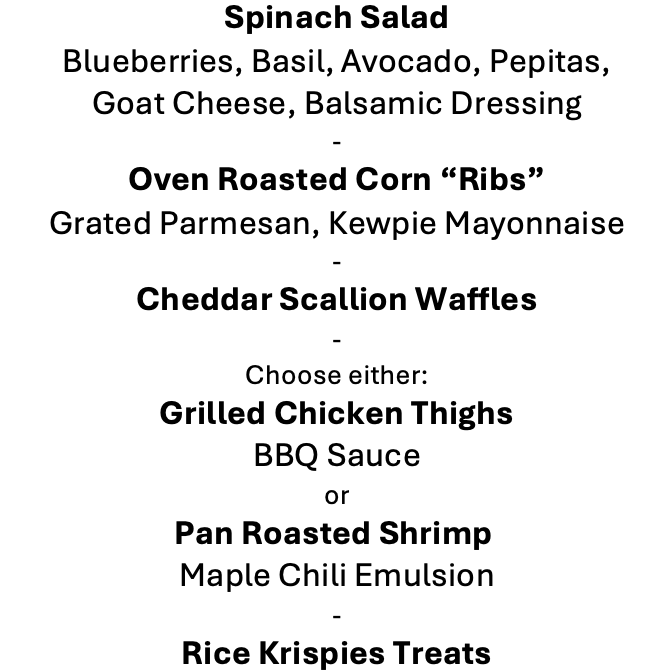 Wednesday, August 19th Menu