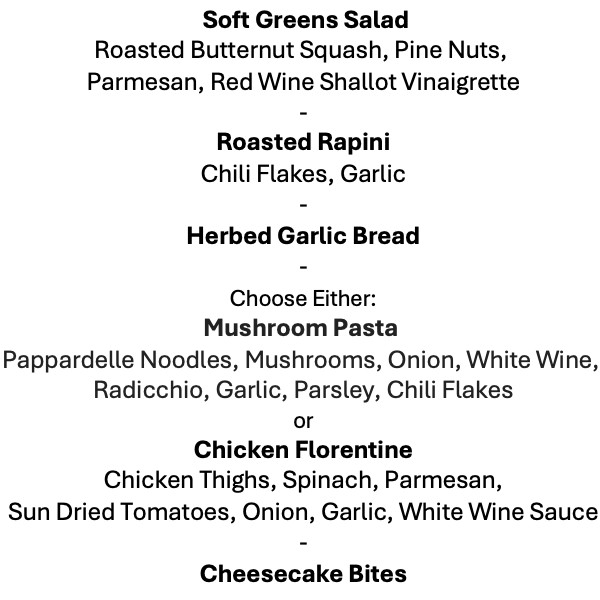Monday, February 23rd Menu