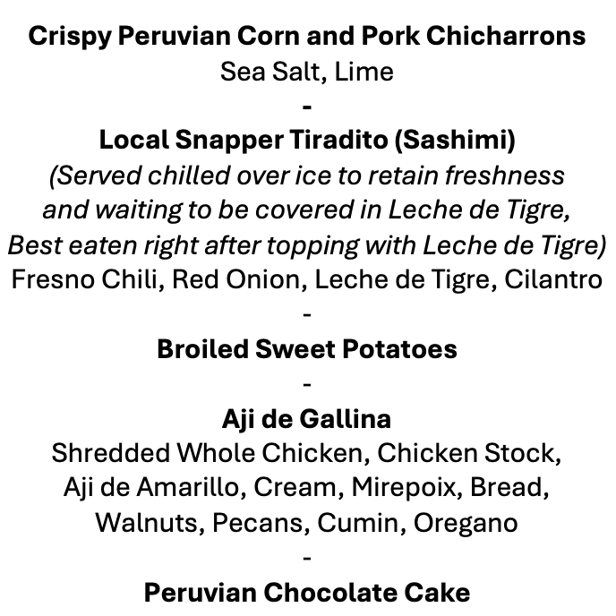 Thursday, September 3rd SBMA Menu