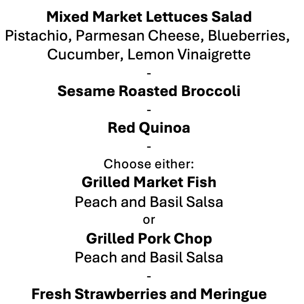 Tuesday, July 7th Menu