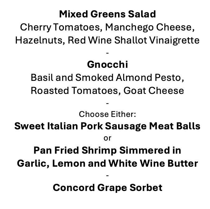 Wednesday, September 16th Menu