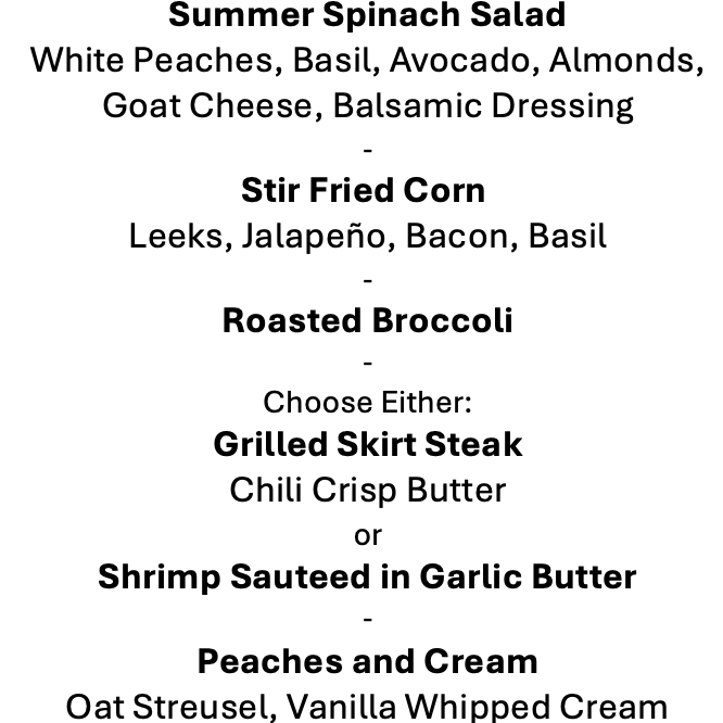 Monday, June 1st Menu