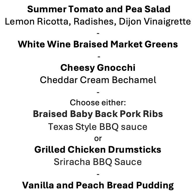 Monday, July 20th Menu
