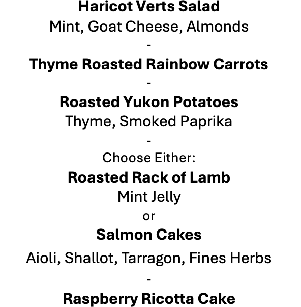 Wednesday, June 10th Menu