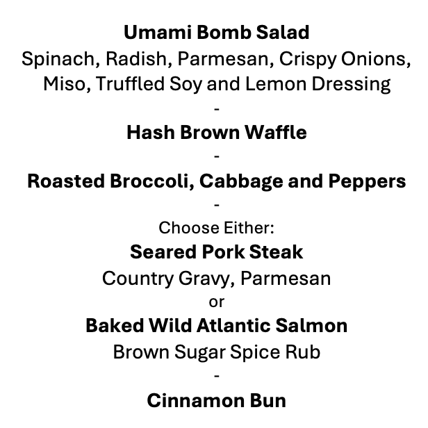 Thursday, March 26th Menu