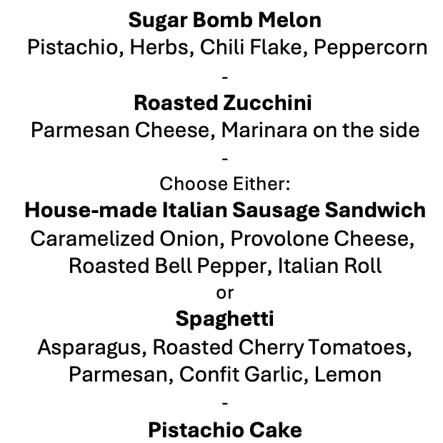 Monday, June 29th Menu