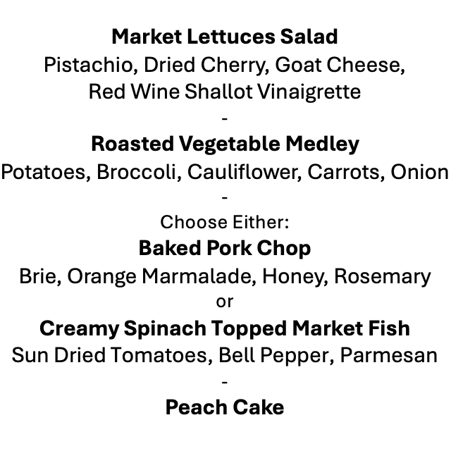 Wednesday, September 9th Menu