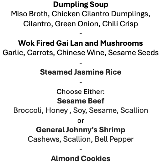 Wednesday, February 4th Menu