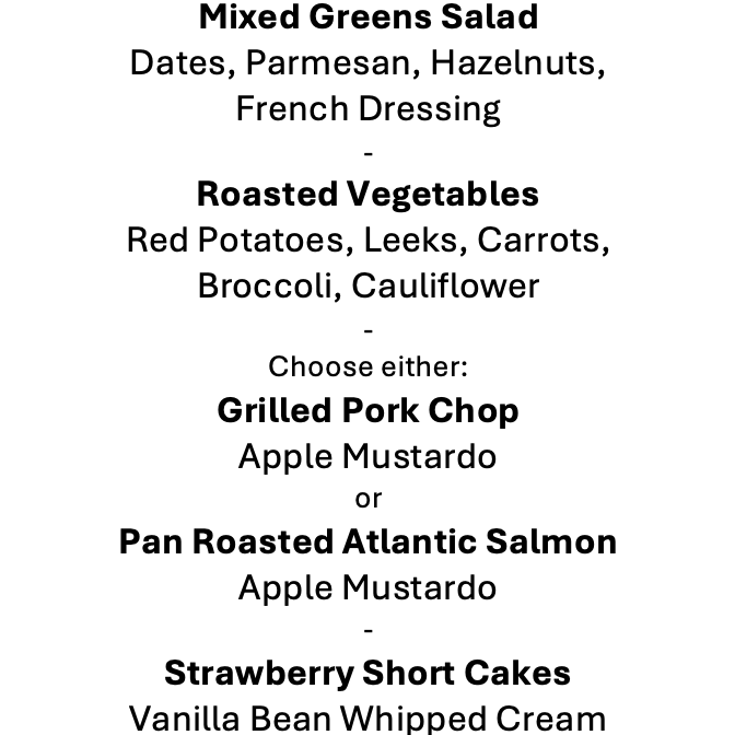 Monday, August 17th Menu