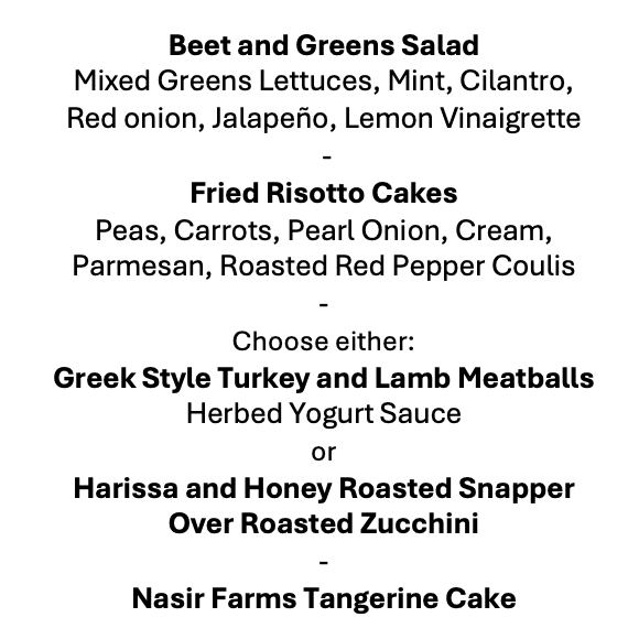 Wednesday, March 11th Menu