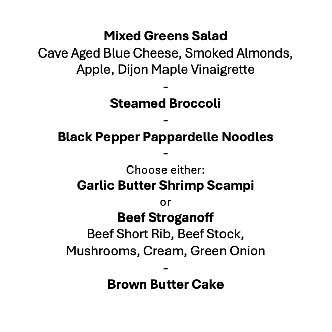 Monday, December 22nd Menu