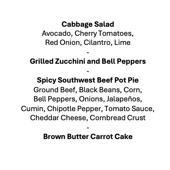 Thursday, February 12th Menu