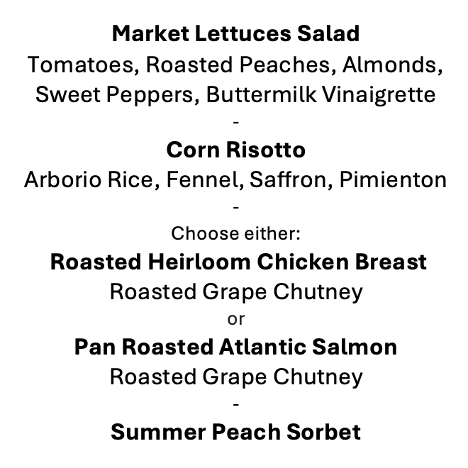 Tuesday, August 4th Menu