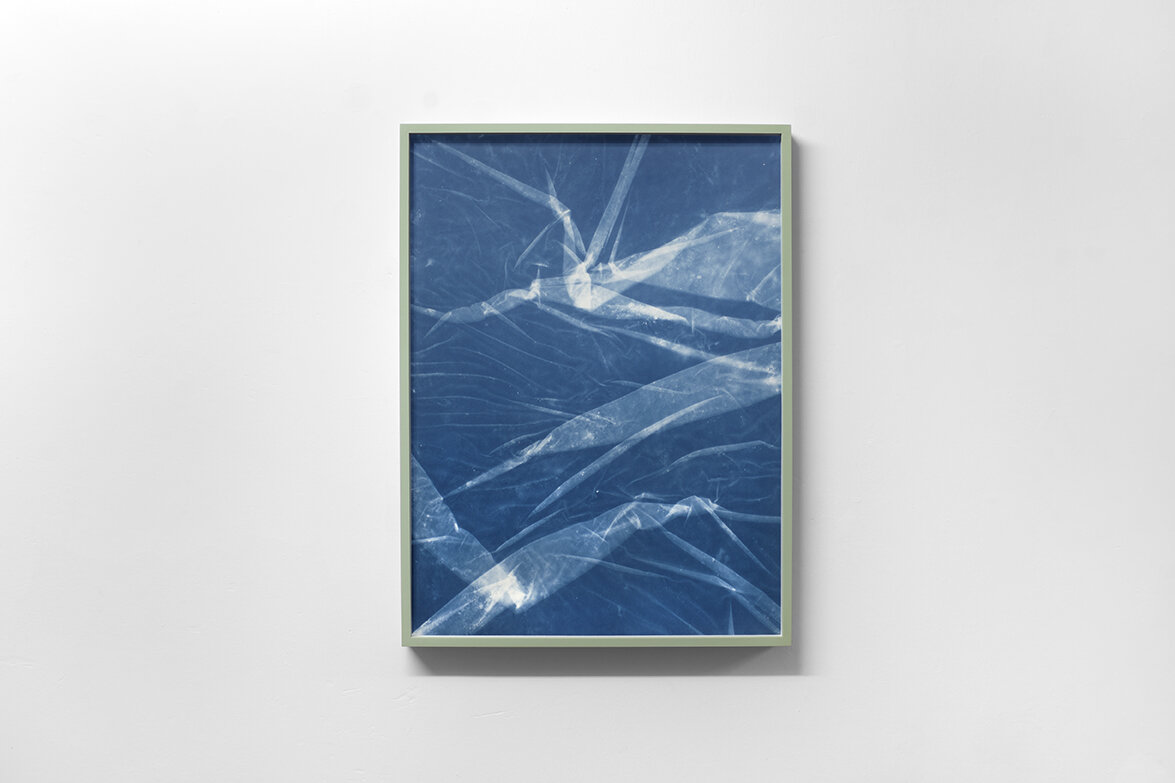   Synthetic Blue III , 2018, cyanotype on paper and frame, 58x77x4cm 