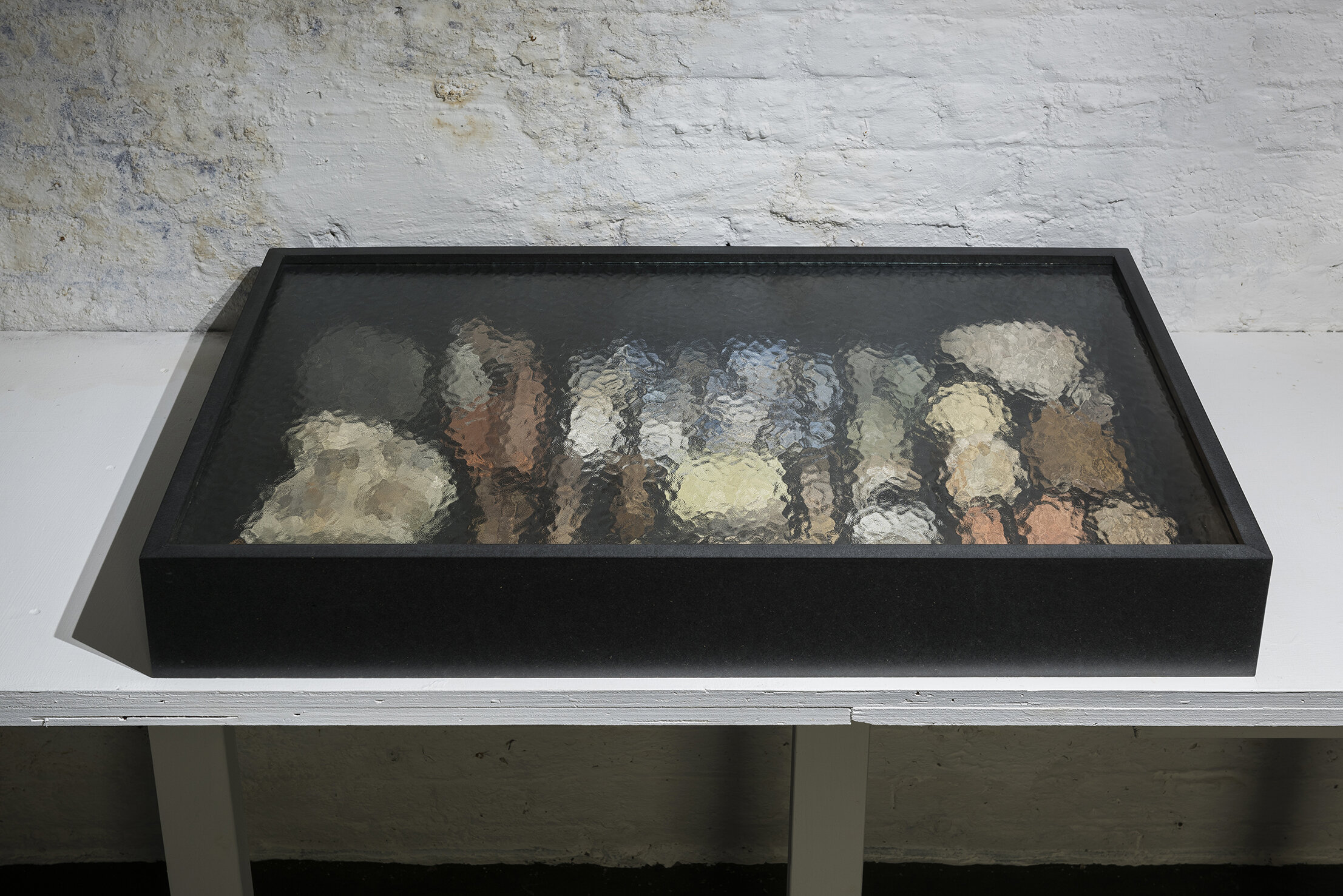   The Living Among the Dead , Objects/artefacts from various sites in England, MDF and glass, 92x55x12cm 