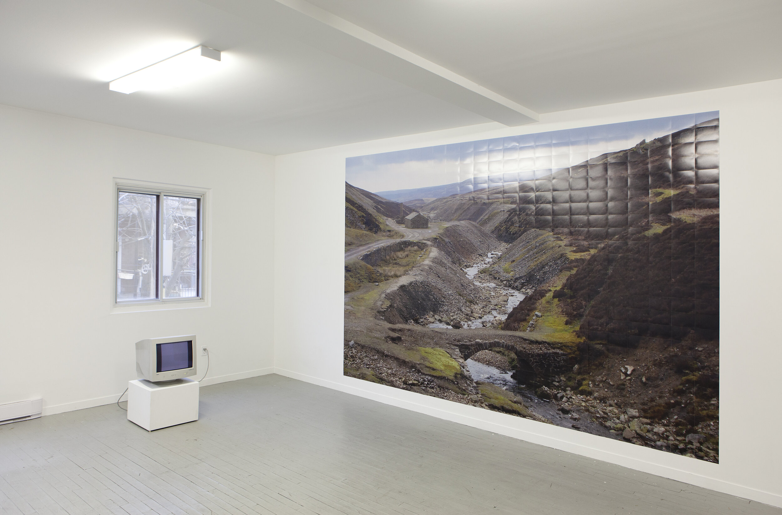   Landslideshow,  2012 – 2013, 576 digital c-prints ( 8’ x 12’) and 12 hour video played on a cathode ray tube computer monitor 