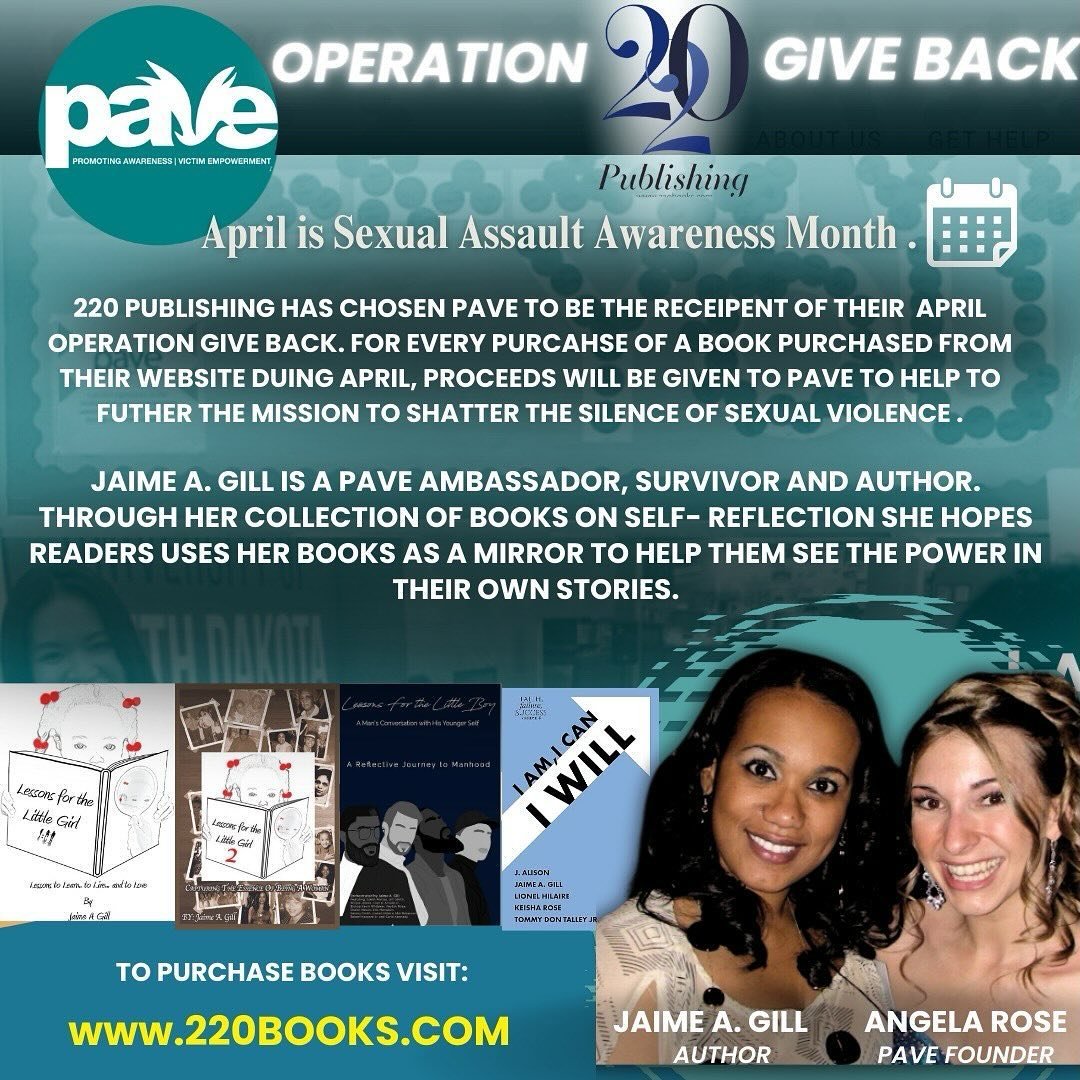 We are excited to share that throughout the month of April, 220 Publishing will be donating proceeds from every book sold to support survivors through PAVE/Survivors.org!

They have a variety of books available on their website, including titles from