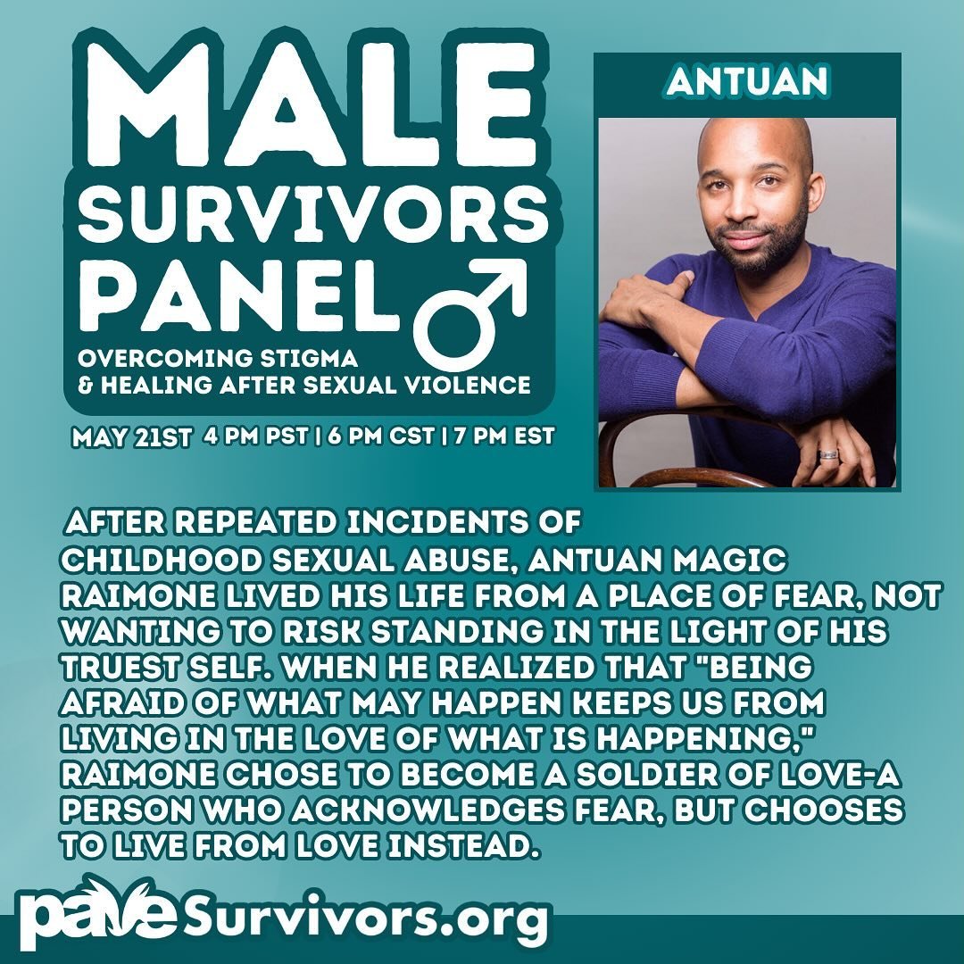 Meet Antuan! He is our outstanding host for our Male Survivor Panel this upcoming Tuesday, May 21st. Antuan is a proud PAVE ambassador and speaker. He has also spoken at the United States Merchant Marine Academy and at other conferences for the Offic