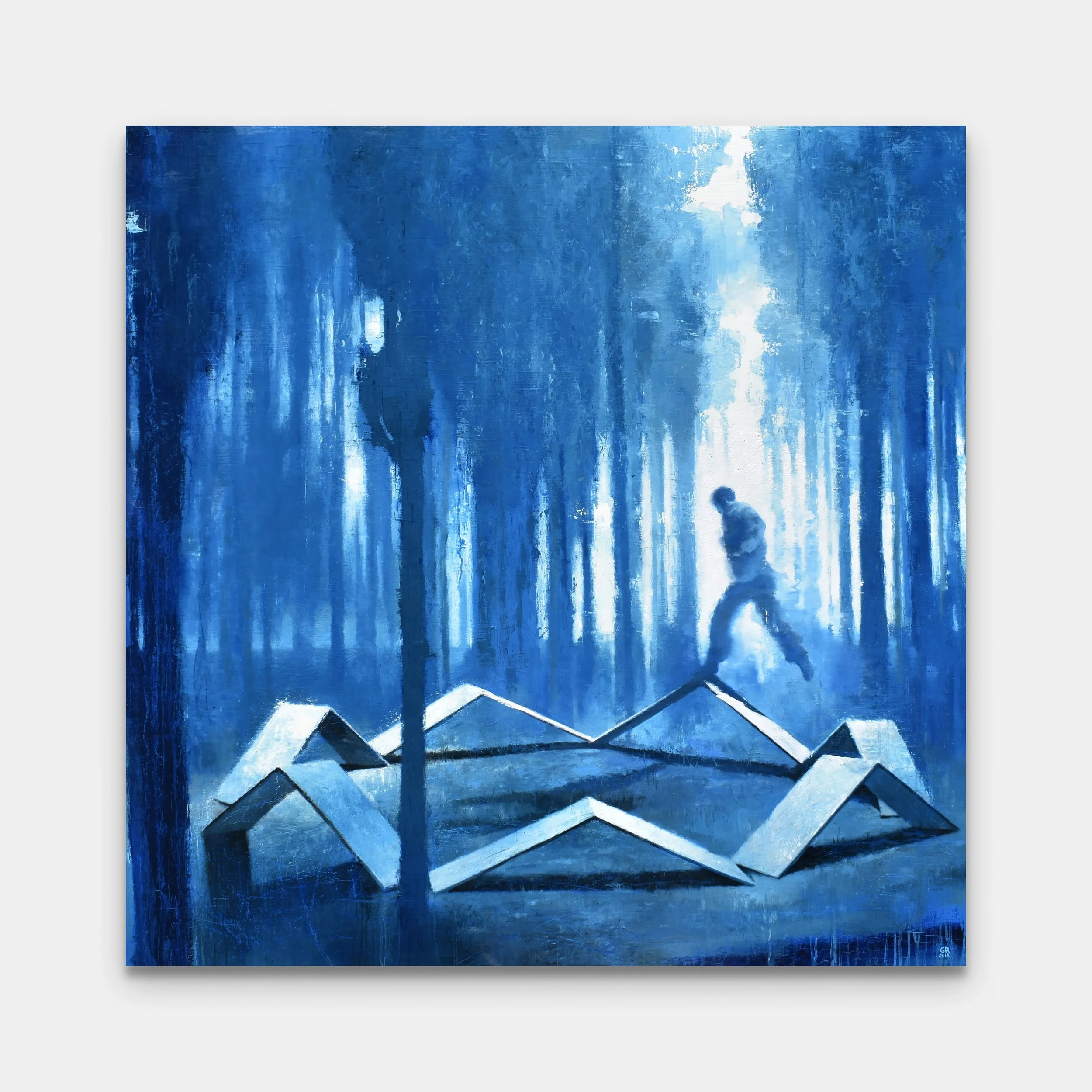 The Technology Race / 52 x 52" / 2018 / Oil on Panel