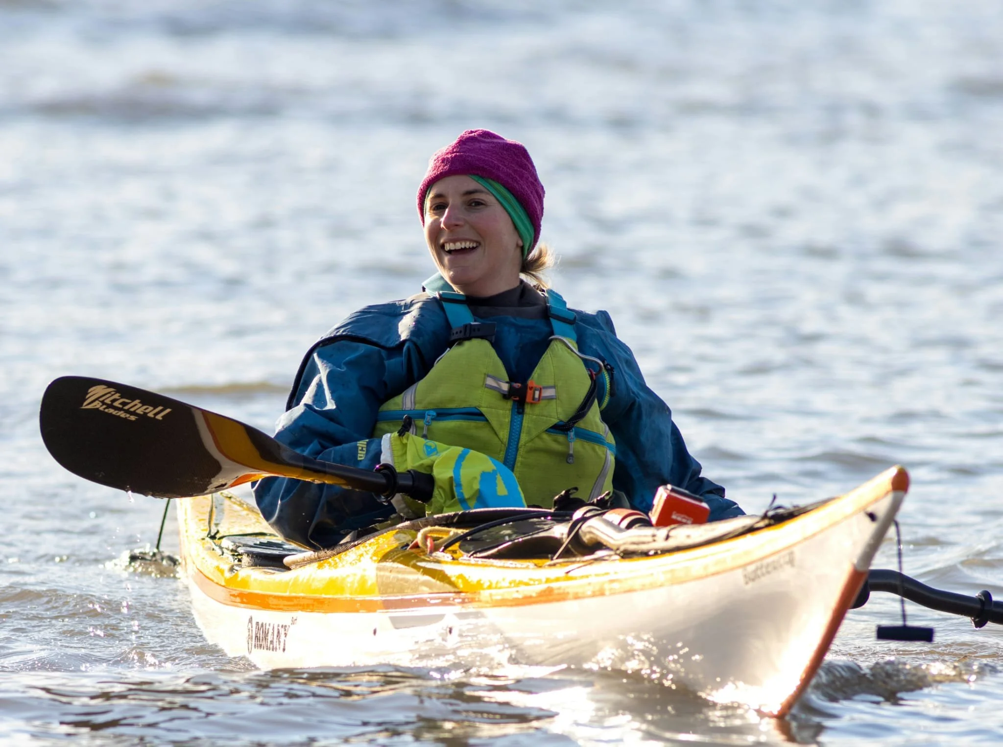 Yellow Kayaker coach for sea kayaking wales