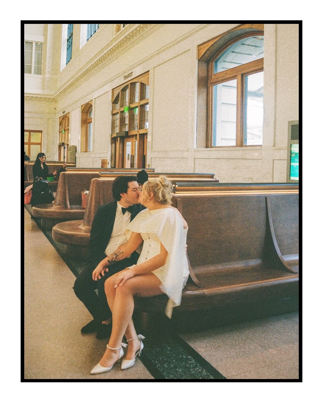 Faves on film from a cozy session running around Denver with Alexa and Tyler! From snapping some photos in the train station, to popping champagne on a roof top at sunset, it  wasn&rsquo;t a bad way to celebrate their engagement 🥂 I can&rsquo;t wait